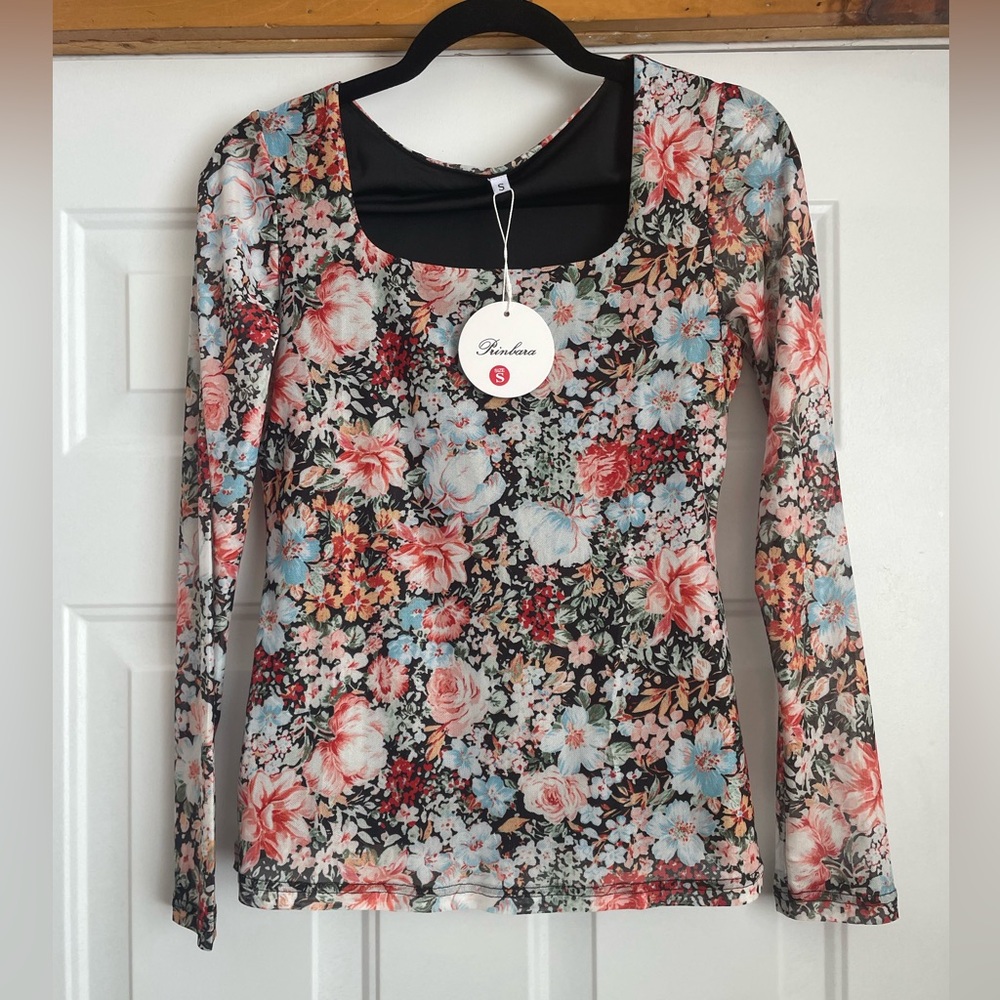 Floral Long Sleeve Top, Sz Small, NWT